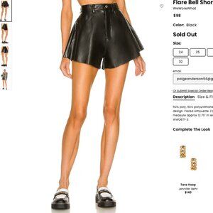WeWoreWhat Flare Bell Shorts in Black Leather